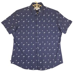 Mizzen+Main Leeward Mens Large Navy Palm Tree Performance Button Down Shirt